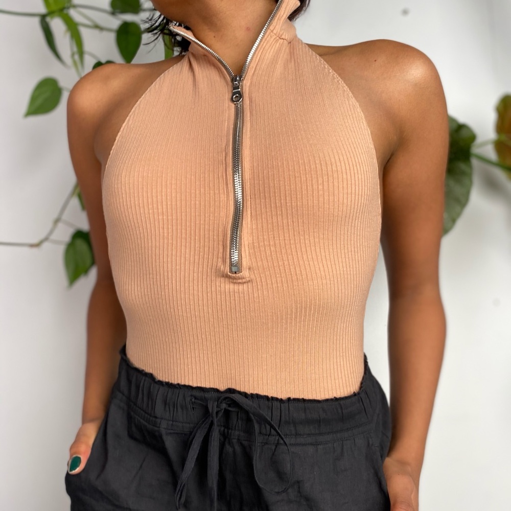 Reformation Half-Zip Bodysuit